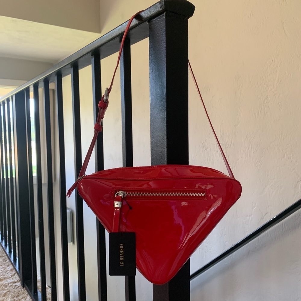 Red pleather shoulder bag